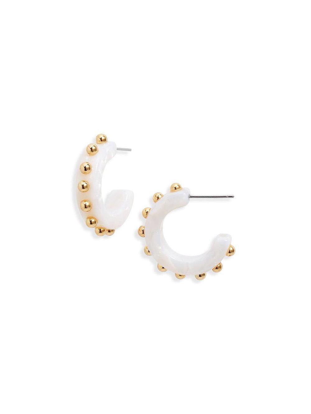Lele Sadoughi Studded Block Hoop Earrings